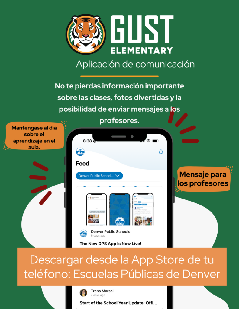 Flyer from canva with a phone picture for users to download the new Denver Public Schools App from their phone app store. 